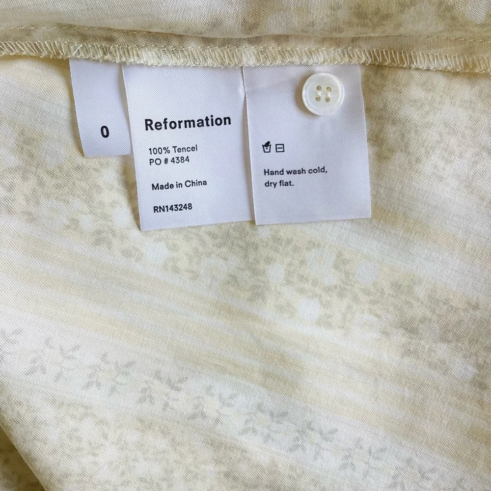 Reformation Yellow Stripes Lace Trim Embellishment Midi Dress SZ 0 - Picture 4 of 7